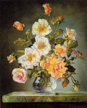 unknow artist Floral, beautiful classical still life of flowers.135